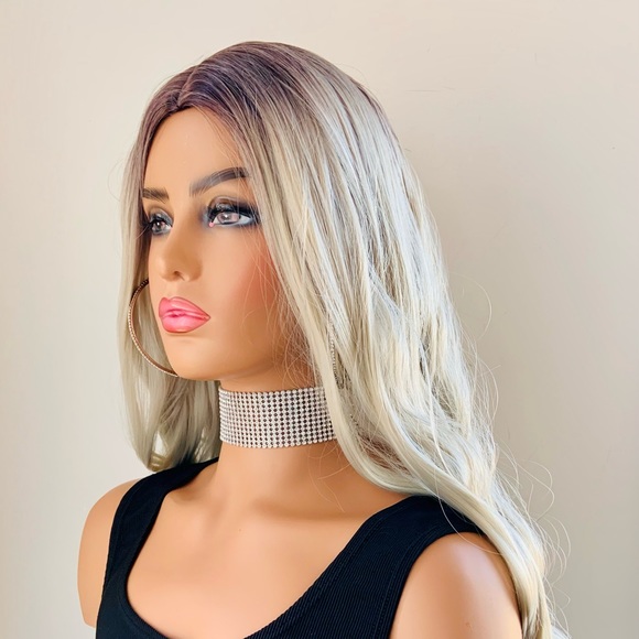 22” Ombre Platinum “Put On & Go” Premium Fiber Wig - Picture 7 of 12